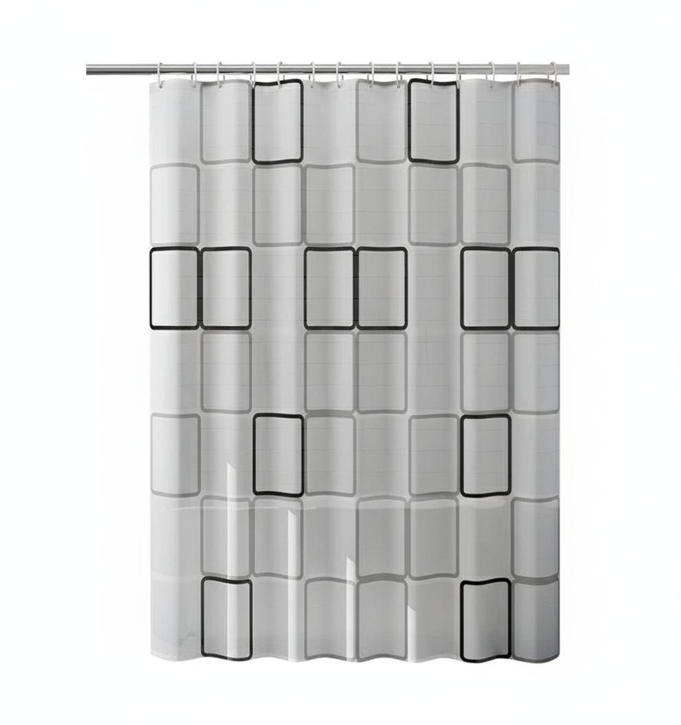 Bathroom Shower Curtains with Hooks Waterproof and Mildew Proof Durable Bathroom Screens PE EVA Self-crop Fabric Shower Curtains