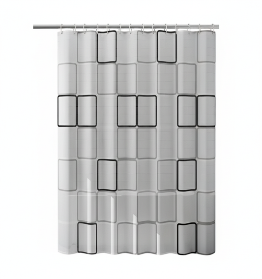 Bathroom Shower Curtains with Hooks Waterproof and Mildew Proof Durable Bathroom Screens PE EVA Self-crop Fabric Shower Curtains