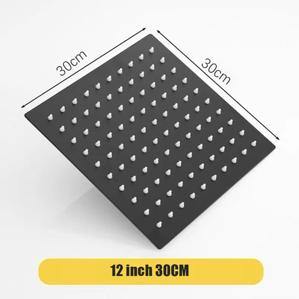 High Pressure Rainfall Stainless Steel Shower Head High Flow 8" 10" 12" Square Pressure Boosting Design Spa Bathroom Showerhead