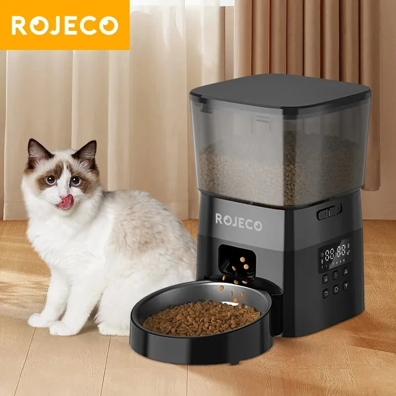 Show love to your pet even when you’re busy — the ROJECO automatic feeder takes care of them for you!
