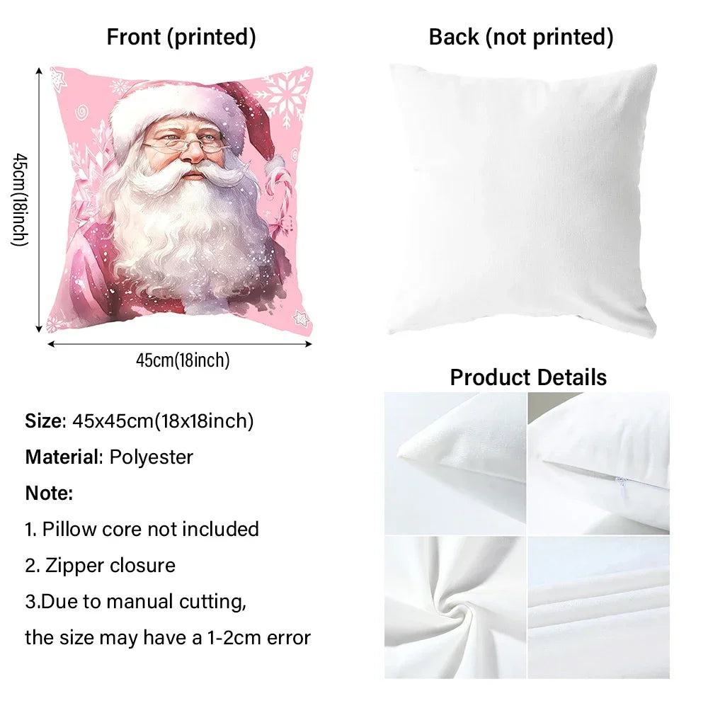 Pink bow cherry pattern printed pillowcase, soft and comfortable, sofa cushion cover, suitable for all kinds of rooms and places